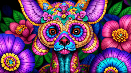 Fototapeta premium Día de Muertos México: Alebrije, IA Generativa