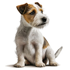 Illustration of a dog breed terrier on a white background, in full body in a realistic style