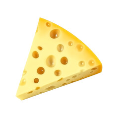 Emmental cheese triangle - Swiss cheese - isolated on transparent background