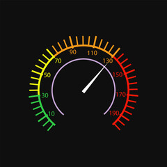 Speedometer set. Scale speed in flat style. Vector illustration.