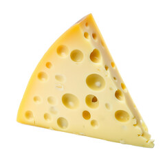 Emmental cheese triangle - Swiss cheese - isolated on transparent background
