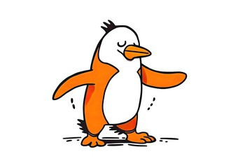 an Adorable Penguin Standing on Its Hind Legs in a Playful Pose. Generative AI