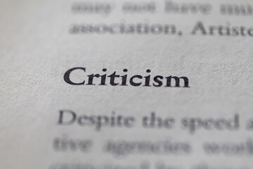 criticism printed in text on page as visual aid or business law reference