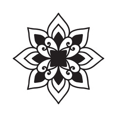Circular pattern in form of mandala for Henna, Mehndi, tattoo, decoration. Decorative simple ornament in ethnic oriental style. Coloring book page.  Logo