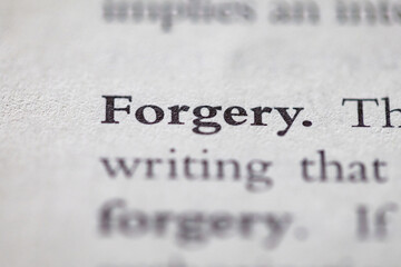 forgery printed in text on page as visual aid or business law reference
