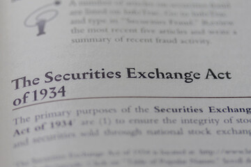 the securities exchange act of 1934 printed in text on page as visual aid or business law reference
