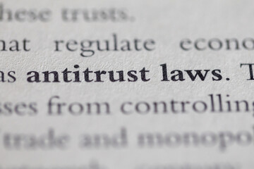 antitrust laws printed in text on page as visual aid or business law reference