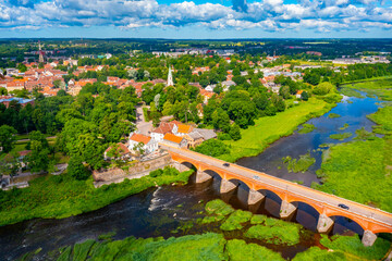 Panorama view of Latvian town Kuldiga