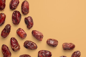 Dates fruit in brown background