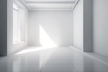 an Empty Room with Tiled Floor and Window. Generative AI