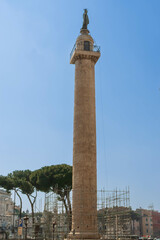 historic Trajan column with hierogyps, in Rome, Italy