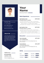 Print Simple Professional Cv And Resume Template With Photo and skills, work experience , Education, Vector Eps File Ready for print, with avatar, Accountant edit