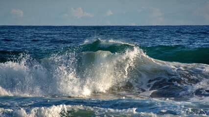 Waves breaking on the beach in Zipolite, Mexico