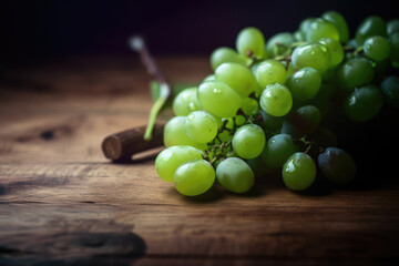 Fresh Green Grapes on a rustic Table
