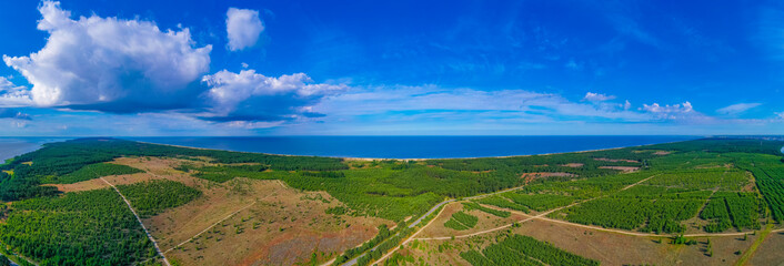 Panorama view of Curonian spit peninsula in Lithuania
