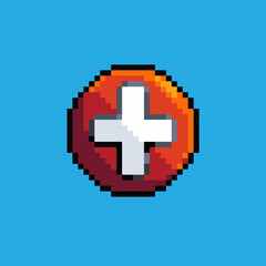 Pixel art illustration Red Cross health. Pixelated red cross. Red Cross Health Icon pixelated for the pixel art game and icon for website and video game. old school retro.