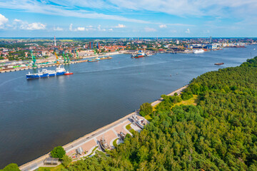 Panorama view of industrial port of Klaipeda in Lithuania