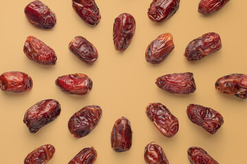 Dates fruit in brown background