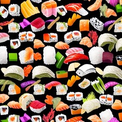 pattern of sushi ilustrated