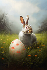 Bunny with easter eggs Illustration