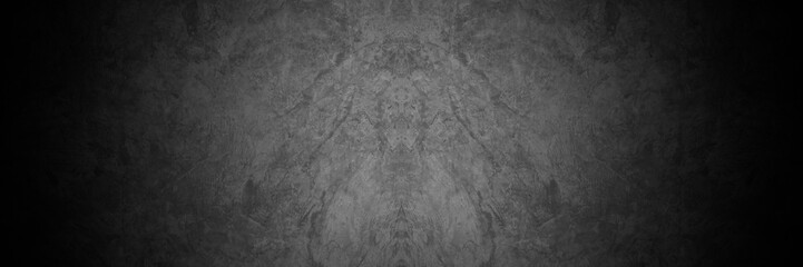 Old wall texture cement dark black gray panorama background abstract grey color design are light with white gradient background.