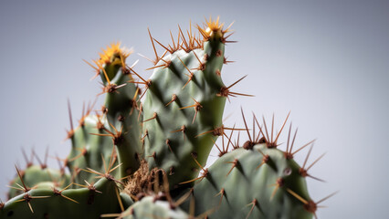 A close up of a green plant on a white background