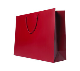 Red gift paper bag on white background