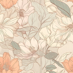 Fototapeta na wymiar Seamless floral pattern with flowers. Tile texture. Simple seamless pattern for fabric, textile, gift wrap, and wallpaper. Generative AI
