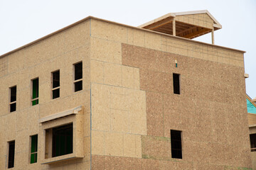 walls of a new plywood unfinished apartment