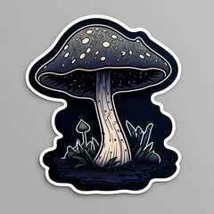 black spooky mushroom sticker