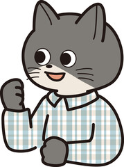ガッツポーズをする猫のベクターイラスト