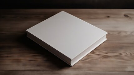 A blank white book mock-up ready for your cover, laying on a desk.. Generative AI. 