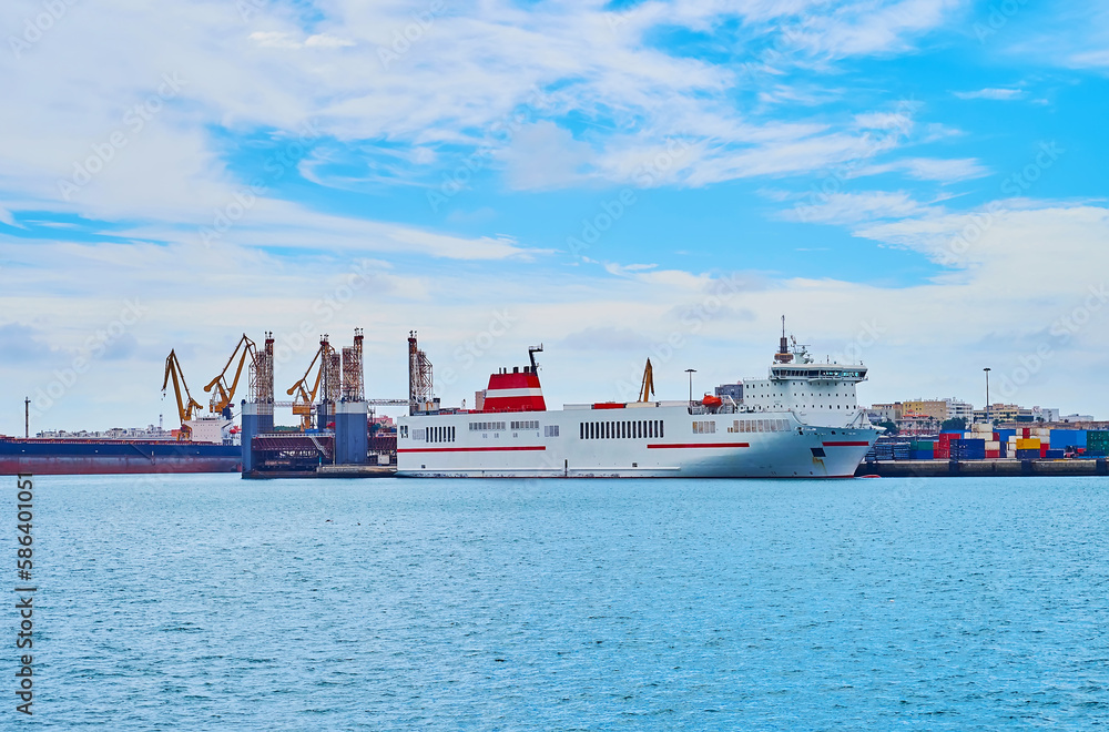 Canvas Prints Cargo ships and containers in port, Cadiz, Spain