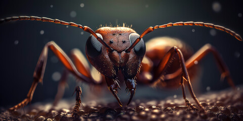 Macro photography brings an ant's complex world to life in the outdoors. Generative AI