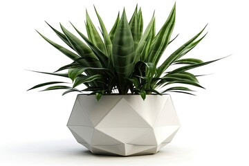 potted green plant in a white planter against a colorful background. Generative AI