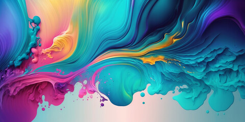 Abstract watercolor background with rainbow. HD Wallpaper. Illustration. Generative AI