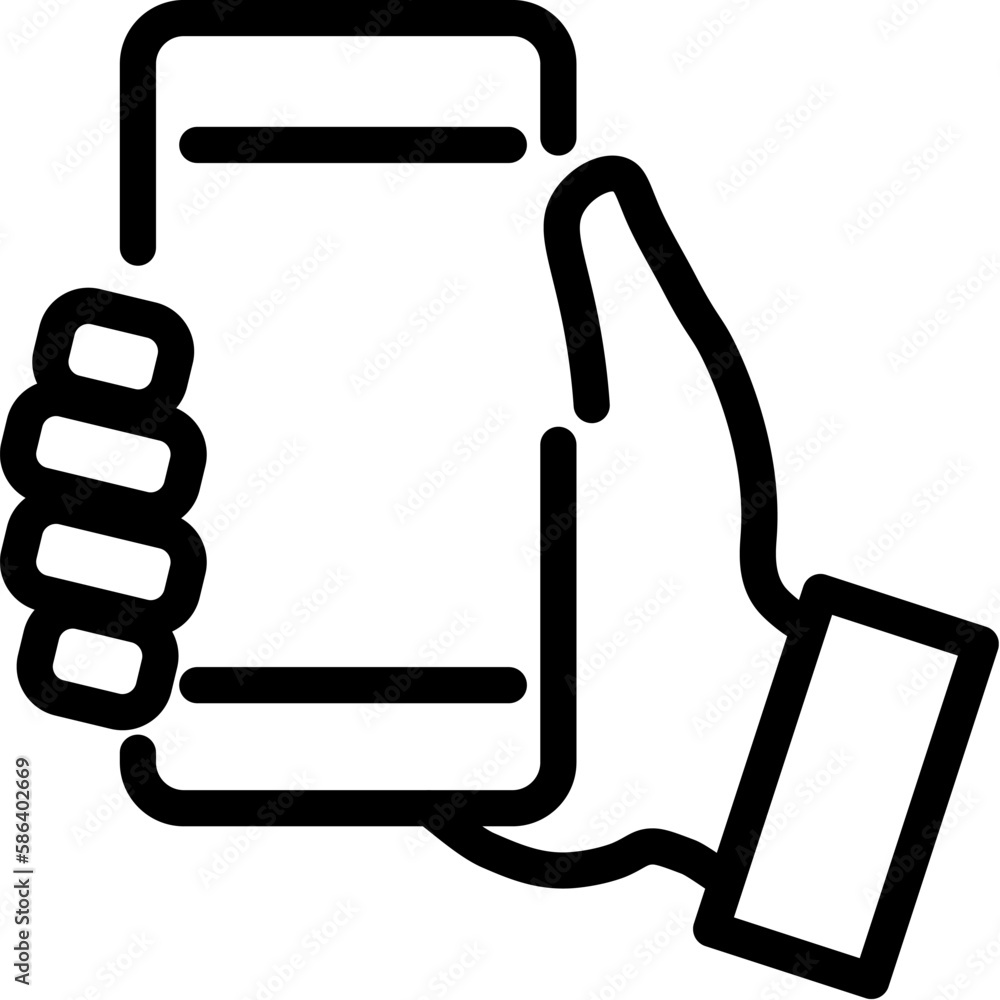 Poster phone in hand of faceless person isolated line icon. editable stroke. it can be used for websites, s
