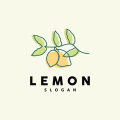 Lemon Logo, Luxurious Elegant Minimalist Design, Lemon Fresh Fruit Vector For Juice, Illustration Template Icon