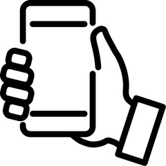 Phone in Hand of Faceless Person Isolated Line Icon. Editable stroke. It can be used for websites, stores, banners, fliers.