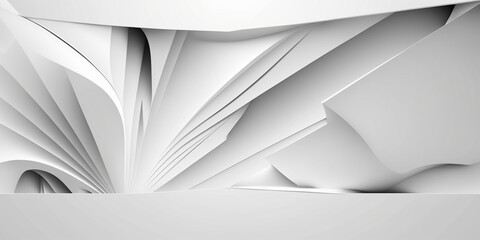 White abstract background with lines. Banner card. Illustration. Generative AI