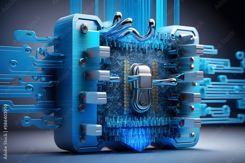 Poster padlock with keyhole icon in personal data security illustrates cyber data or information privacy id