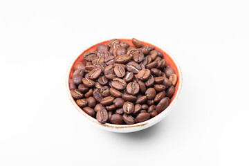 Dark Roast Colombian Coffee Beans on White Background