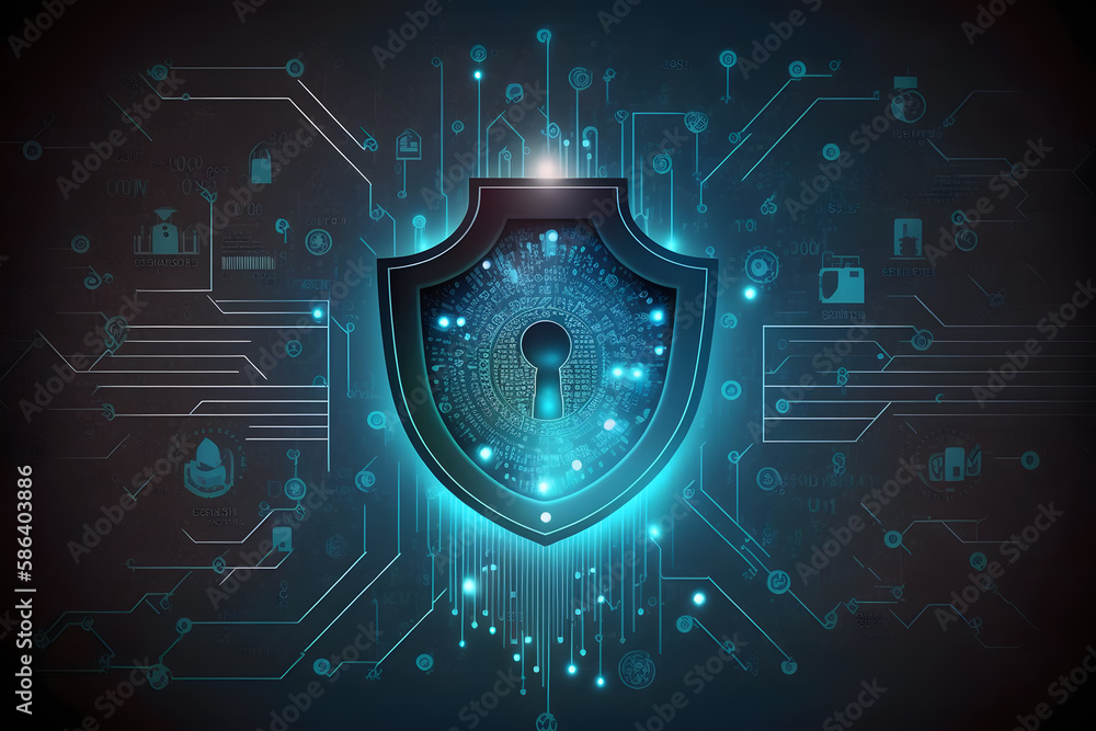 Poster padlock with keyhole icon in personal data security illustrates cyber data or information privacy id