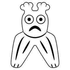 Stylized owl. Ethnic ancient Siberian design. Permian animal style. Black and white linear silhouette.