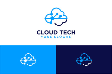 cloud logo design with technology