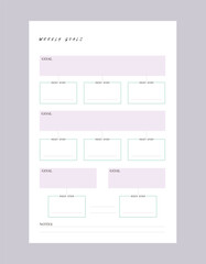 Weekly to do list Planner template. Minimalist planner template set. Vector illustration.	 
