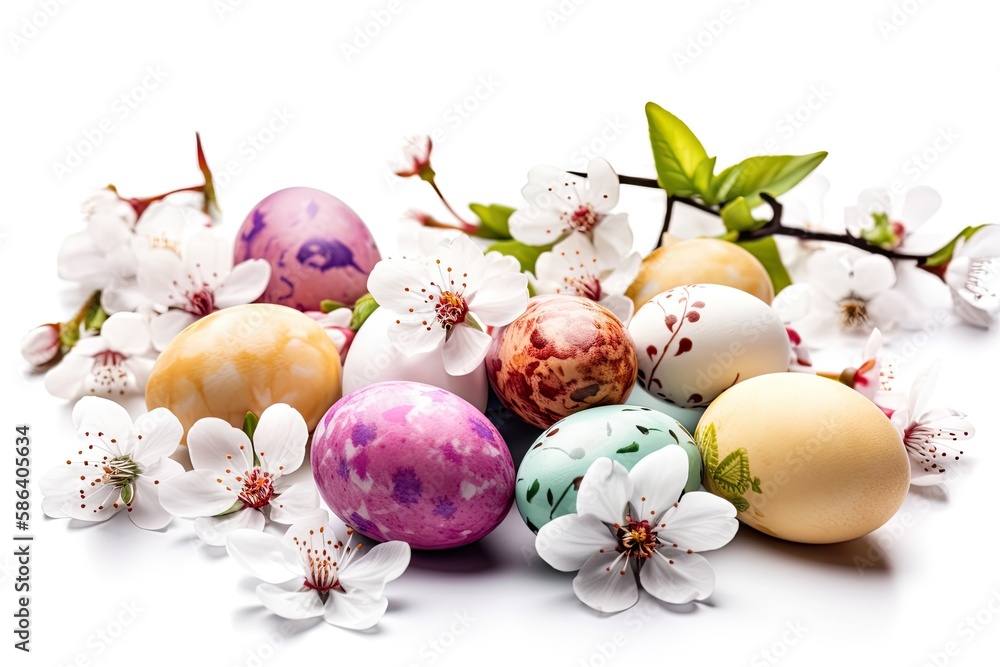 Poster group of eggs arranged on a plain white table. generative ai