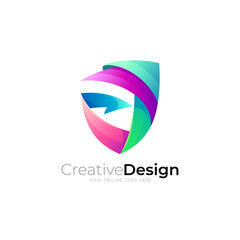 Symbol shield logo with 3d colorful design vector, security logos