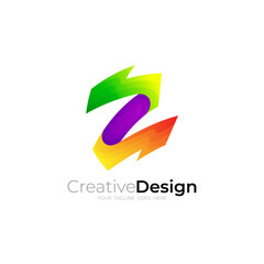 Letter Z logo with colorful style, modern design template, 3d icons