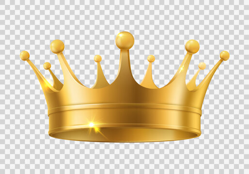 Realistic Golden Crown. King, Queen Or Noble Person Gold Headdress, Monarch Power Or Authority, Medieval Royalty Heraldry Or Leadership Award, Victory Symbol. Isolated 3d Vector Shiny, Precious Crown